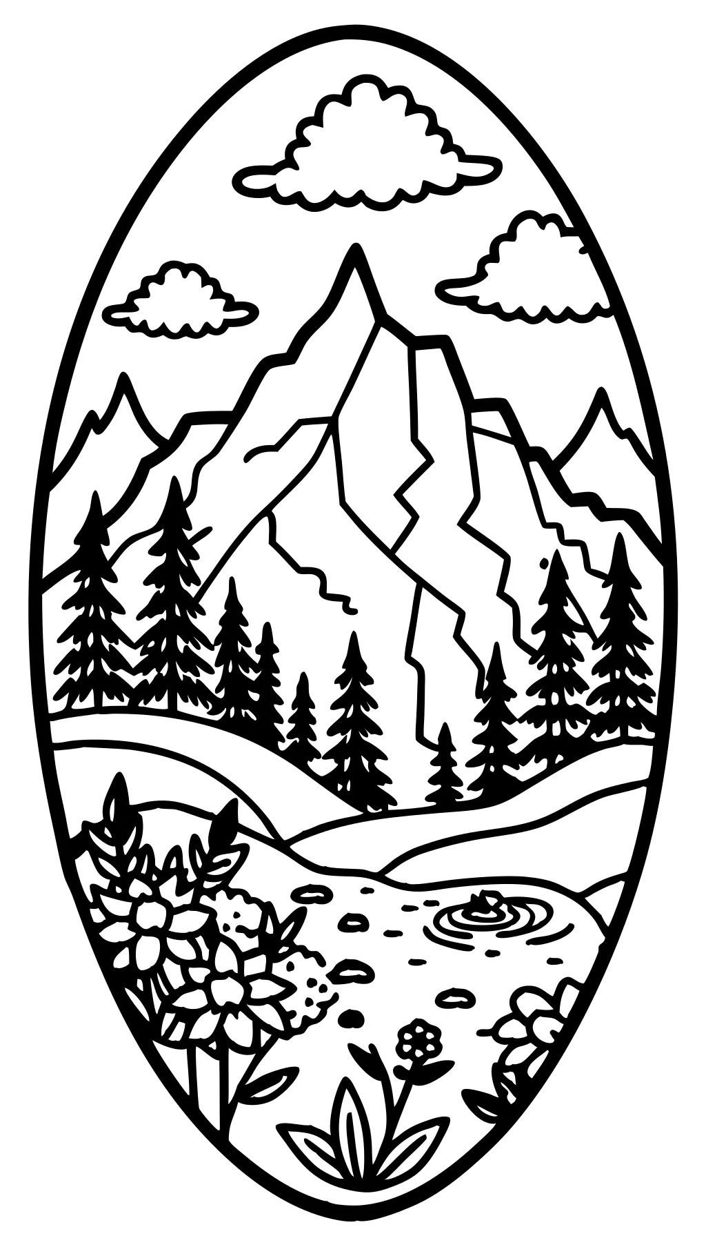 coloring page of a mountain